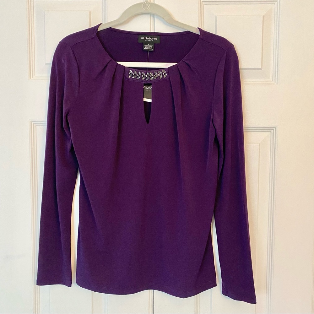 NWT Liz Claiborne jewel collar blouse